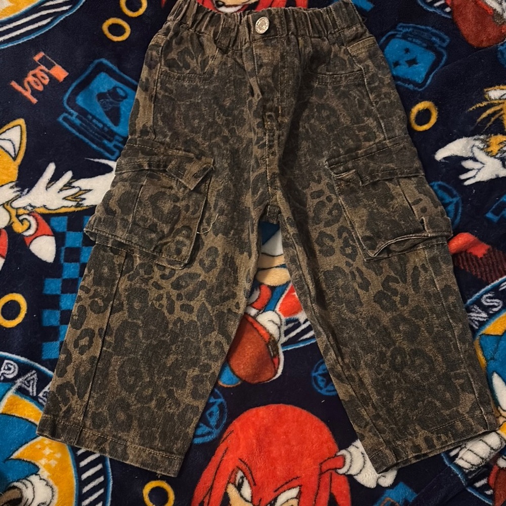 Leopard Print Kids Cargo Pants